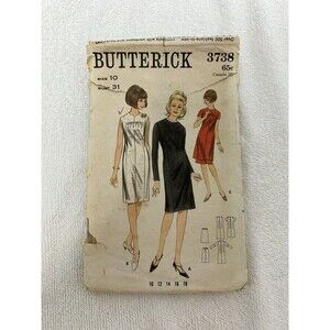 Butterick 3738 Vintage Original Women's Shift Dress Tunic Skirt Sewing Pattern